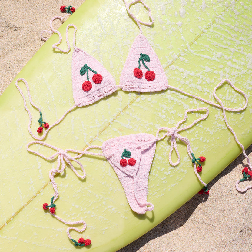 Beaded Cherries Bikini Top